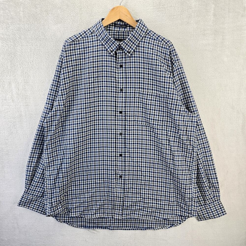 Pendleton Shirt Mens XXL Blue Plaid Sir Pendleton Virgin Wool Button Down *HOLES